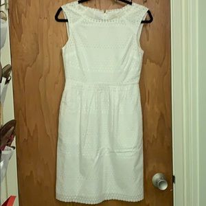 [J. Crew] white eyelet knee length dress